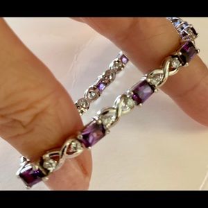 Amethyst and rhinestone bracelet